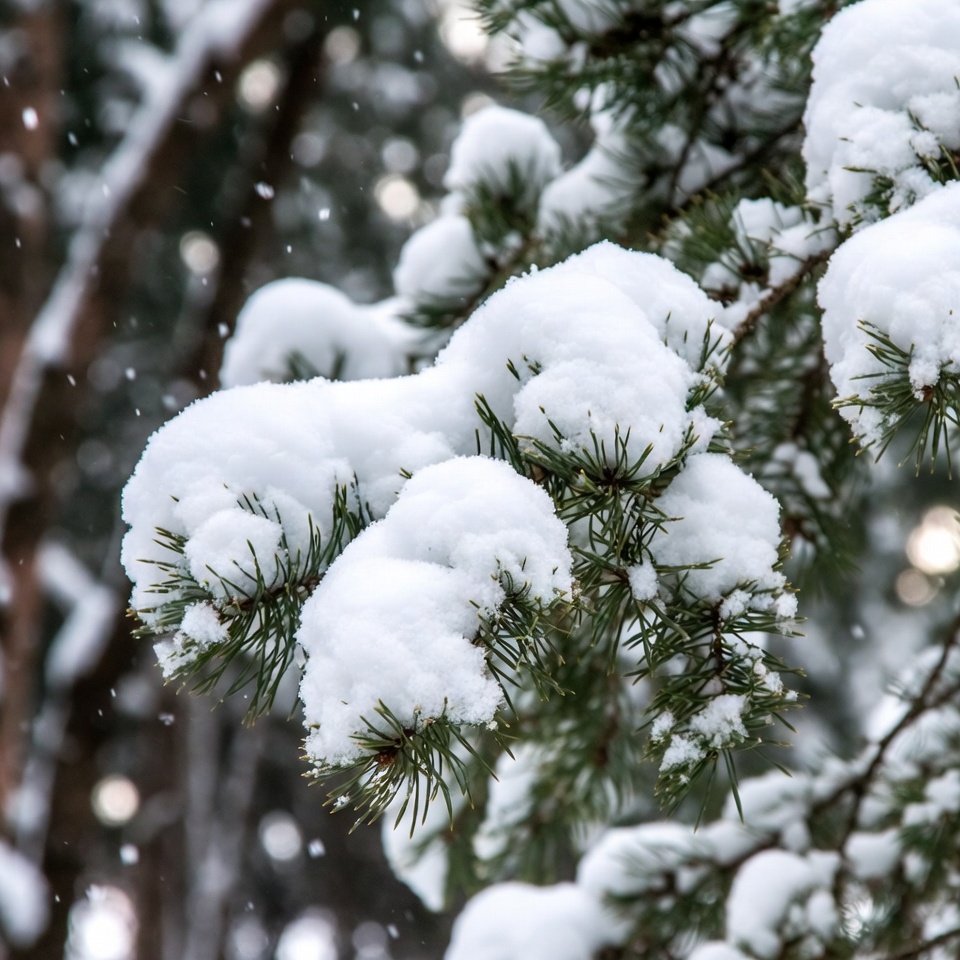 Snowy Pine Branches in Winter Snowy Pine Branches in Winter