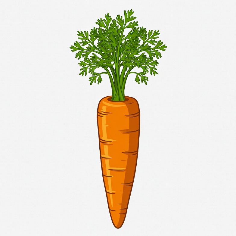 Cartoon carrot with green tops Cartoon carrot with green tops