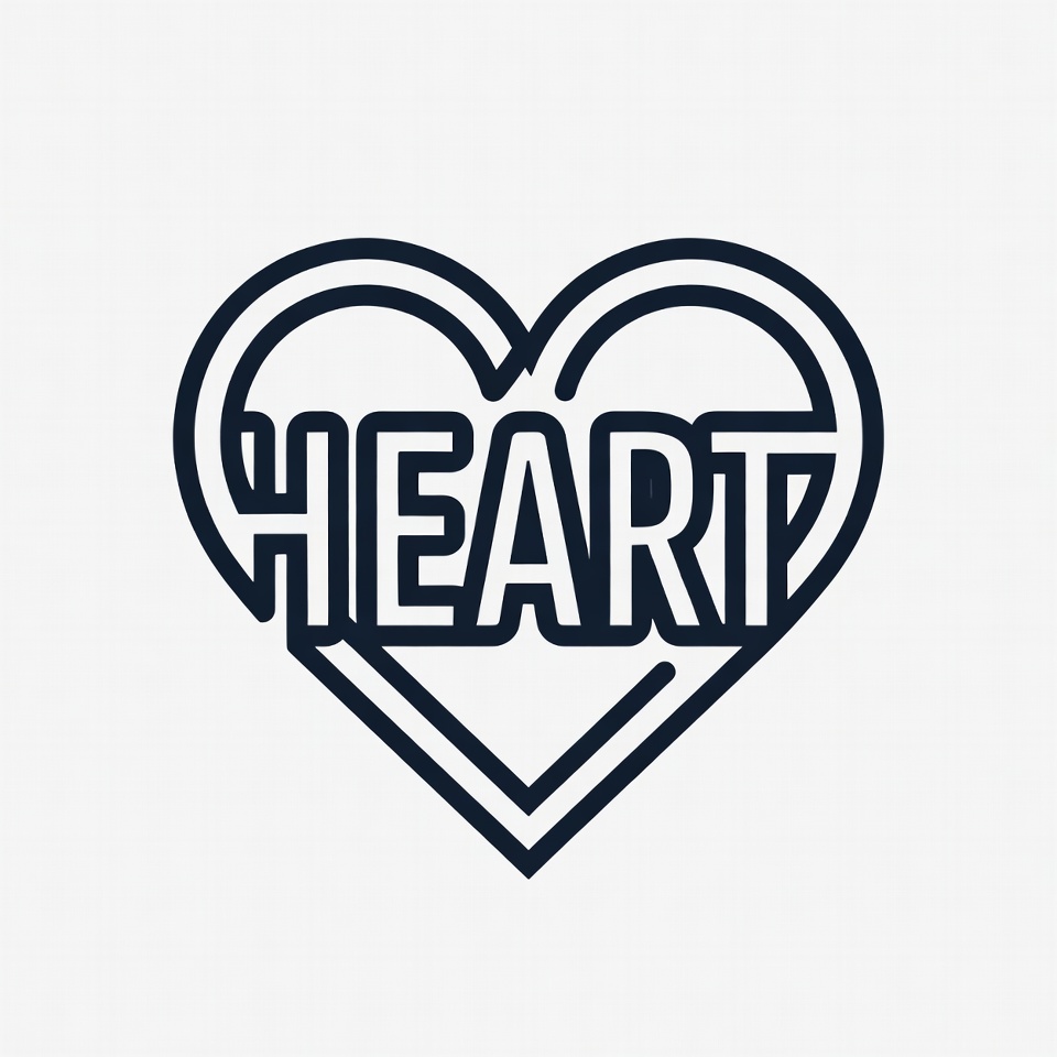 Heart Outline with HEART Text Heart Outline with HEART Text