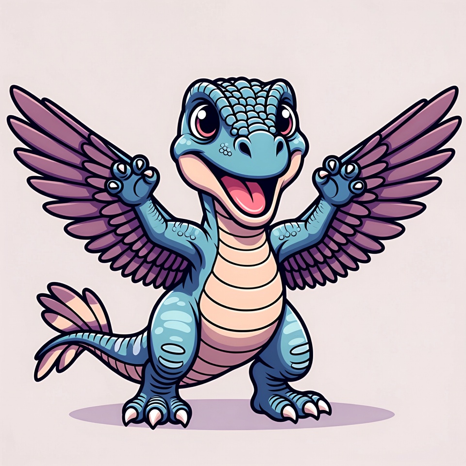 Cute blue winged baby dinosaur Cute blue winged baby dinosaur
