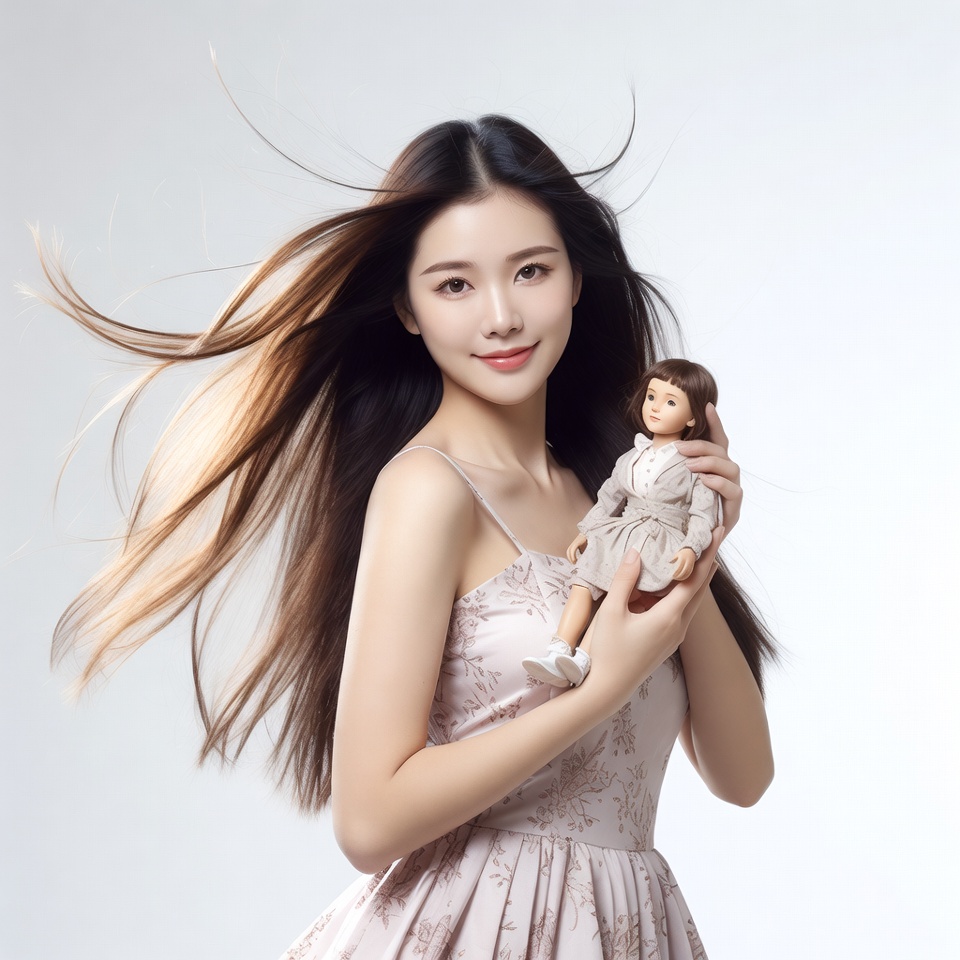 Asian woman holding doll Asian woman holding doll