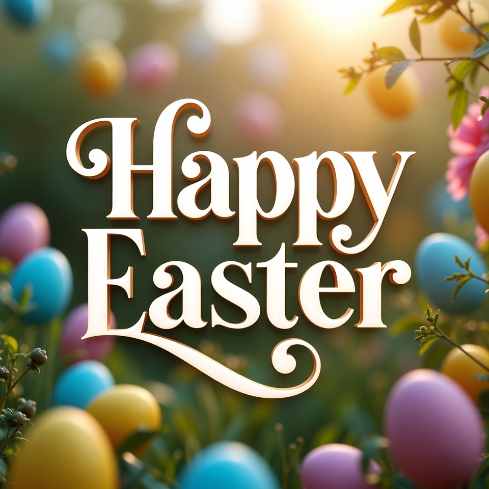 Happy Easter with Colorful Eggs Happy Easter with Colorful Eggs