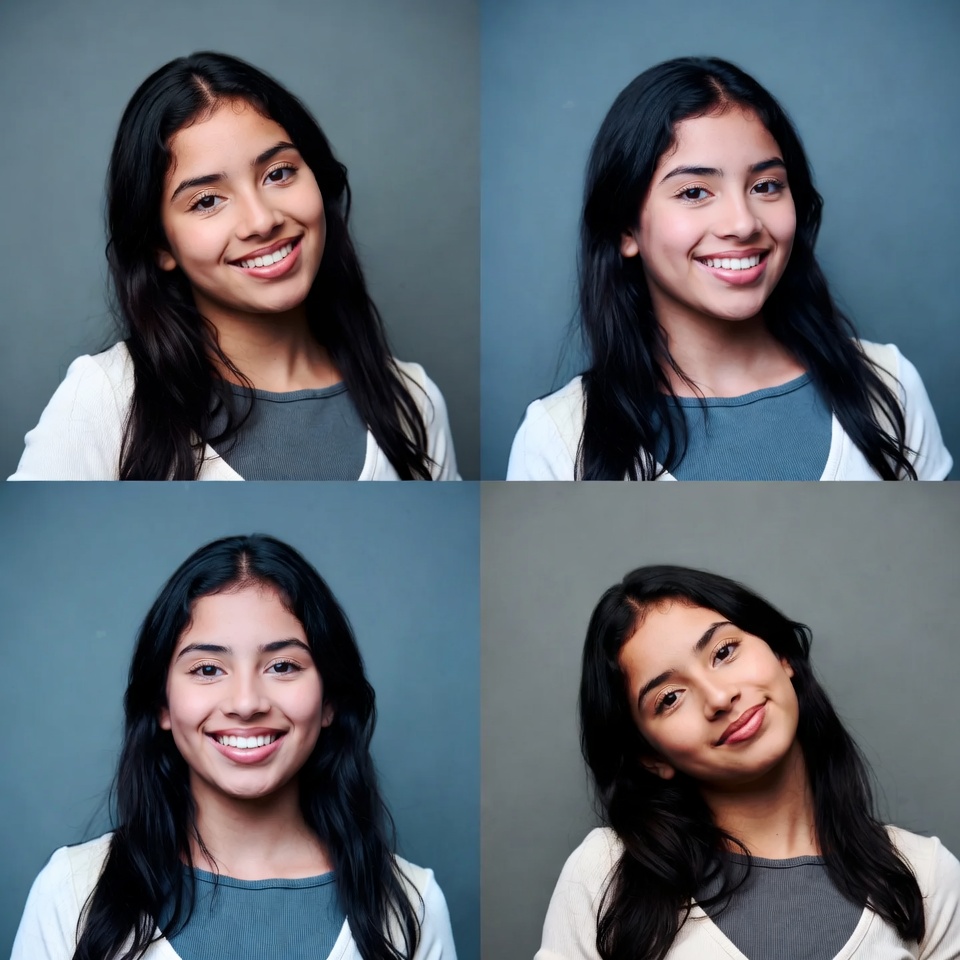 Smiling Latina girl headshots Smiling Latina girl headshots