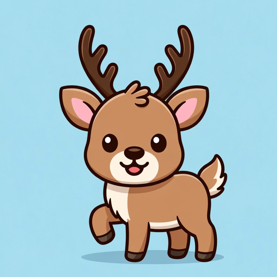 Cute cartoon deer walking Cute cartoon deer walking