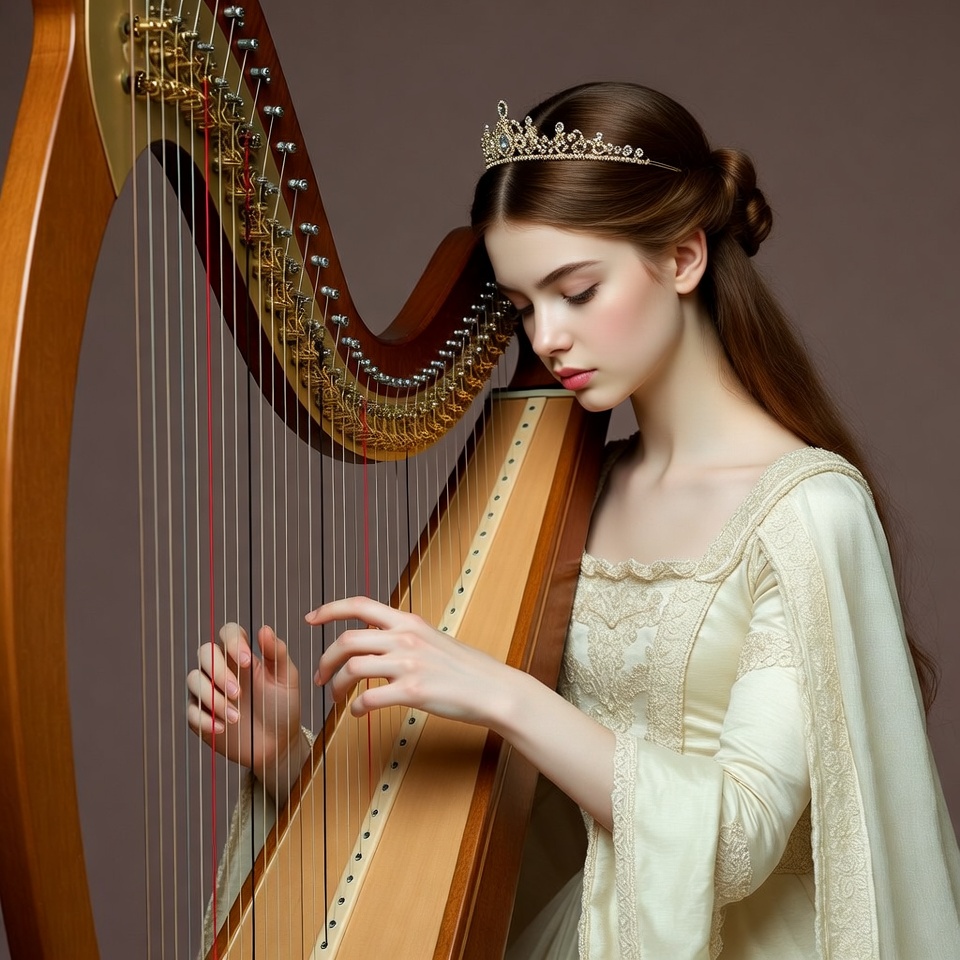 Young woman playing harp Young woman playing harp