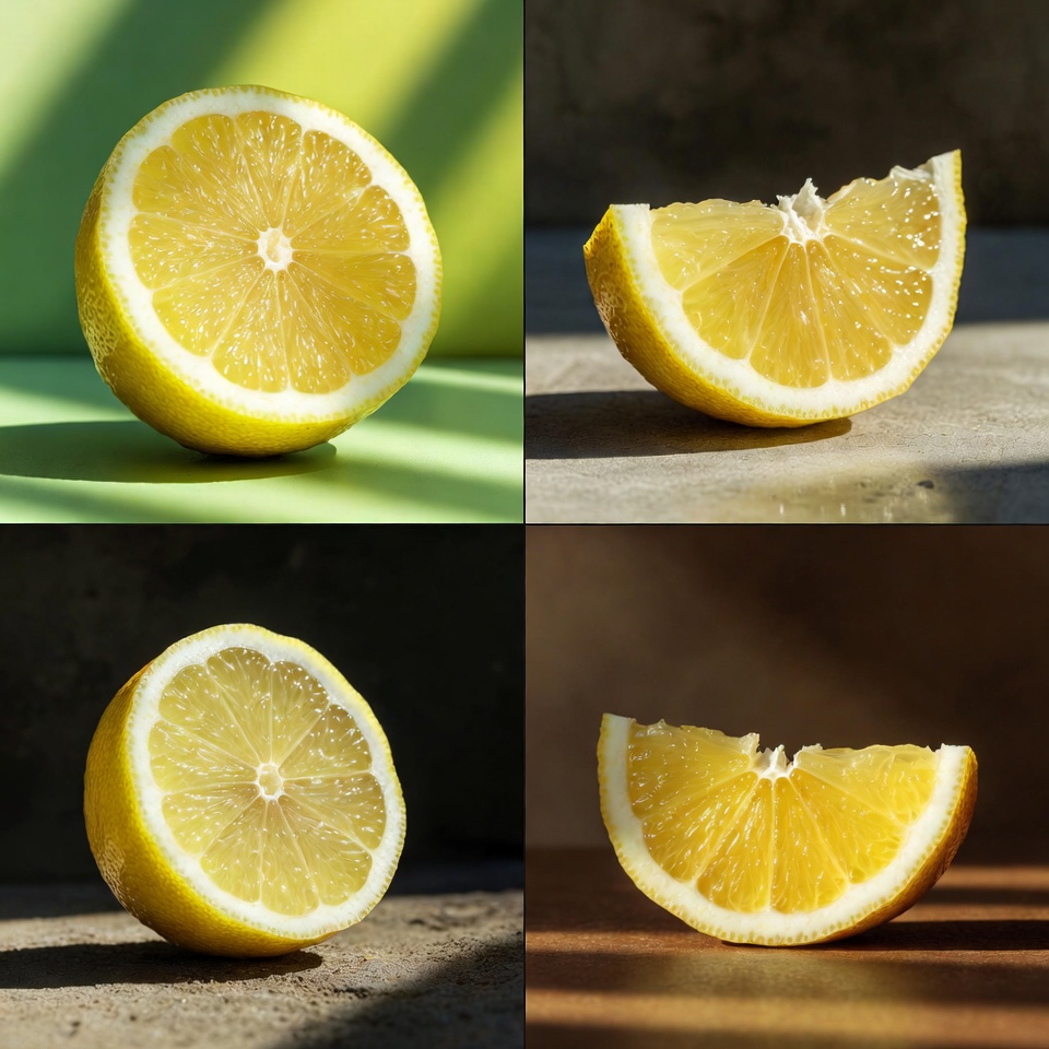 Lemon Slices on Green and Gray Backgrounds Lemon Slices on Green and Gray Backgrounds