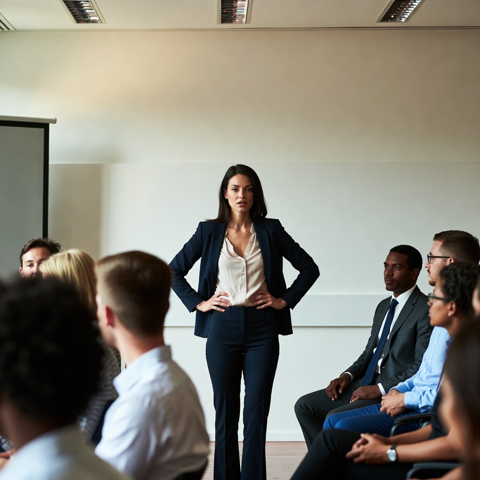 Businesswoman leading diverse team meeting Businesswoman leading diverse team meeting