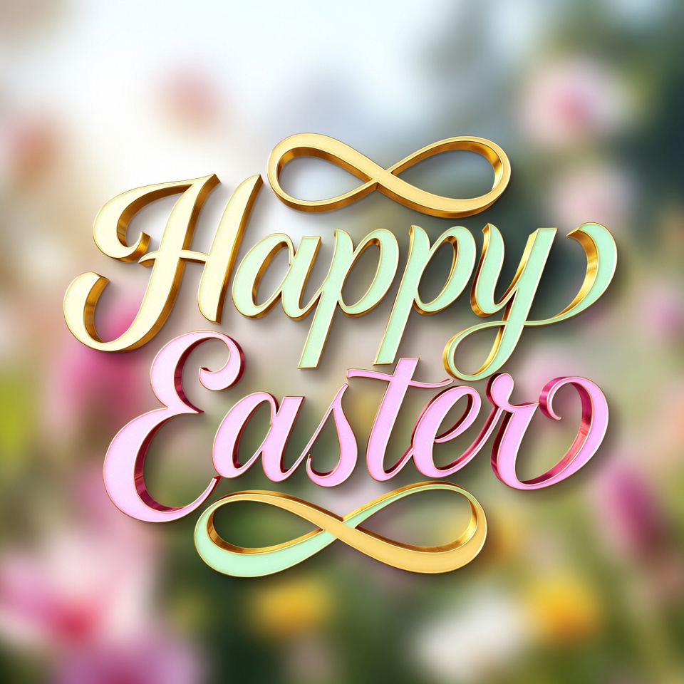 Happy Easter Text with Infinity Symbols Happy Easter Text with Infinity Symbols