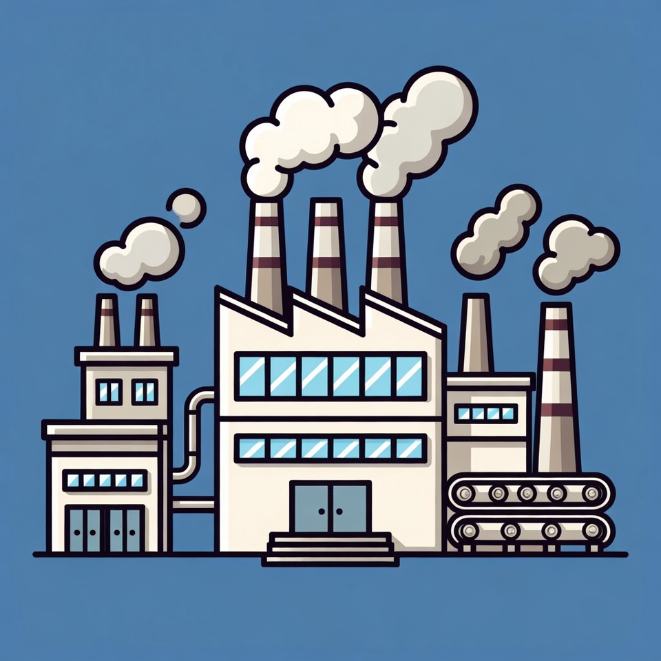 Industrial Factory with Smokestacks Industrial Factory with Smokestacks