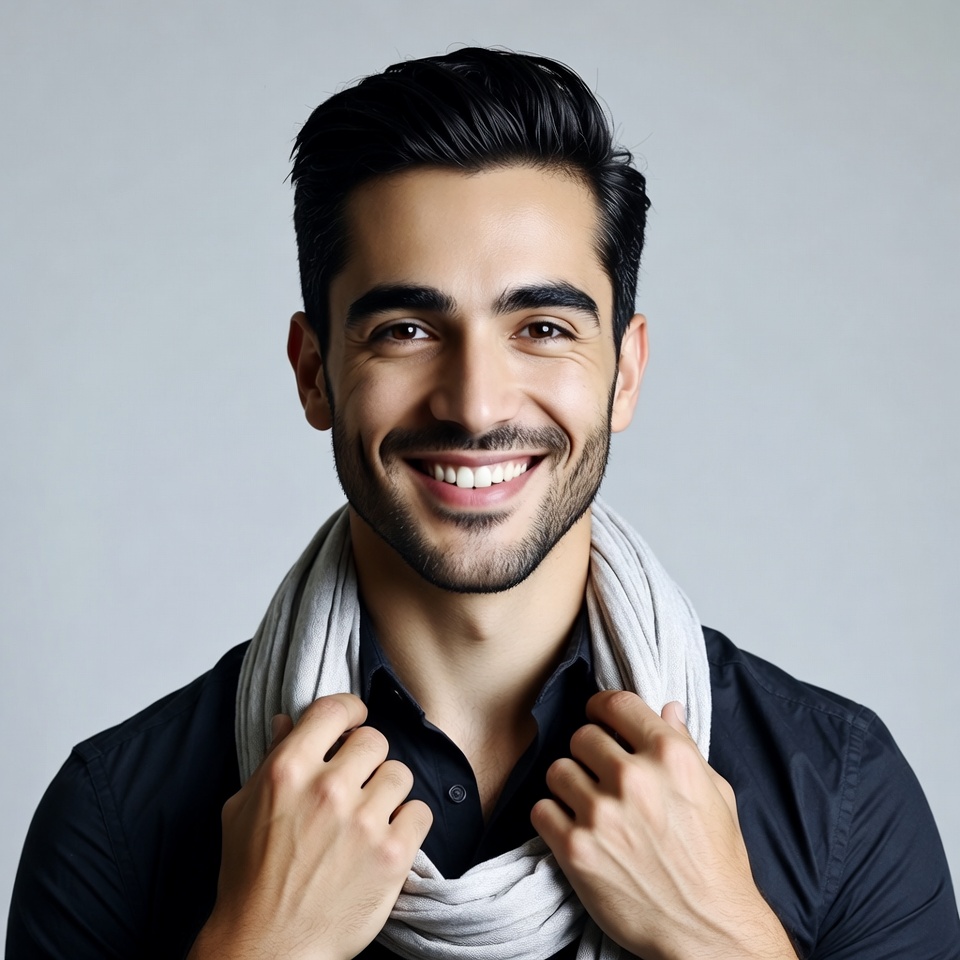 Smiling man with scarf Smiling man with scarf