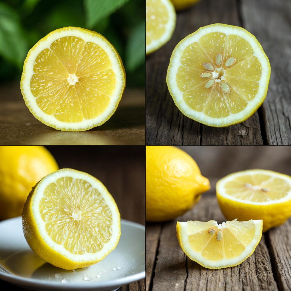 Fresh Lemon Slices on Wood Fresh Lemon Slices on Wood