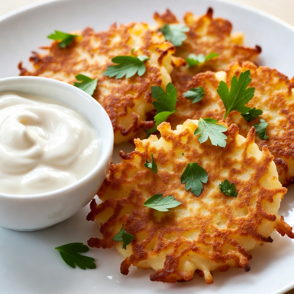 Potato Latkes with Sour Cream Potato Latkes with Sour Cream