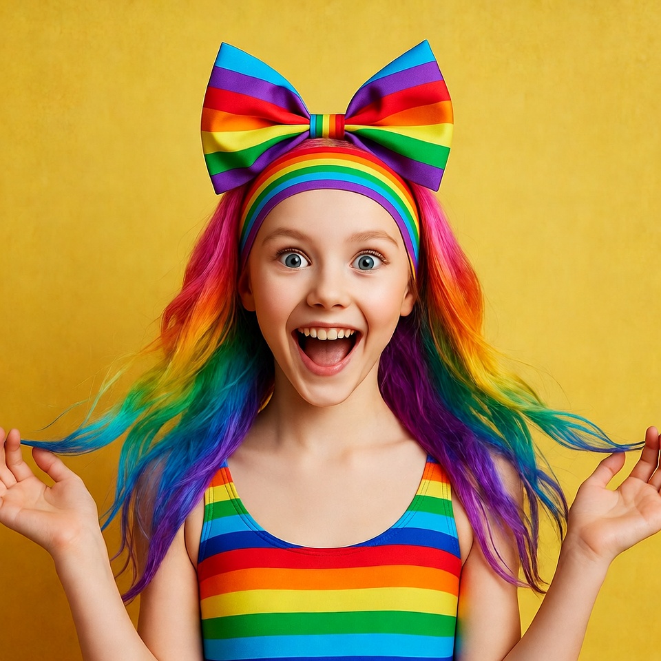 Girl with rainbow hair and bow Girl with rainbow hair and bow