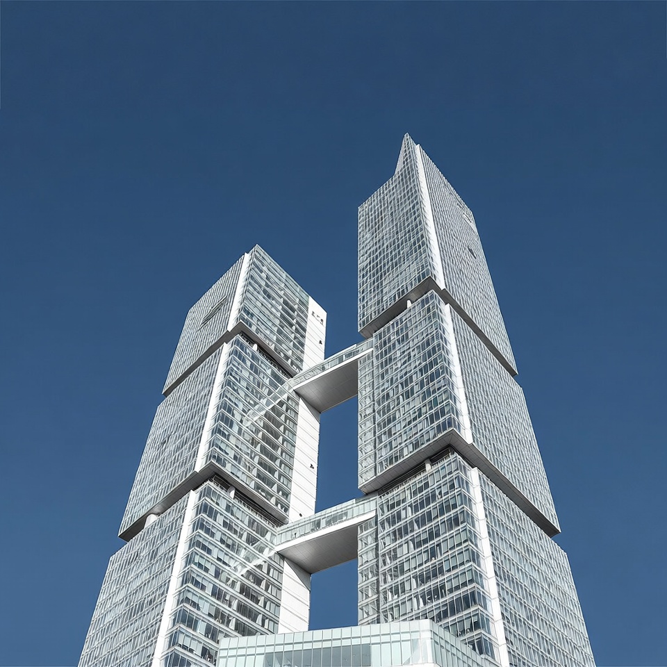 Twin Skyscrapers with Sky Bridge Twin Skyscrapers with Sky Bridge