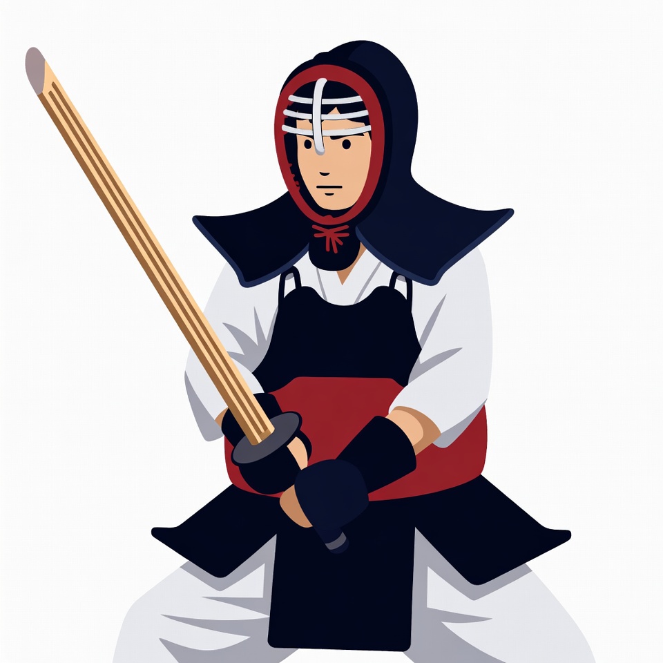 Kendo Fighter Holding Bokken Shinai Kendo Fighter Holding Bokken Shinai