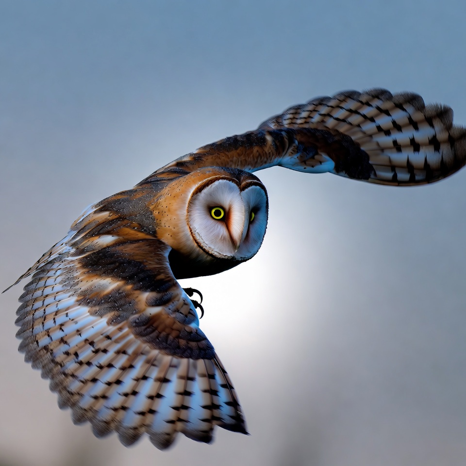 Barn Owl Flying with Wings Spread Barn Owl Flying with Wings Spread