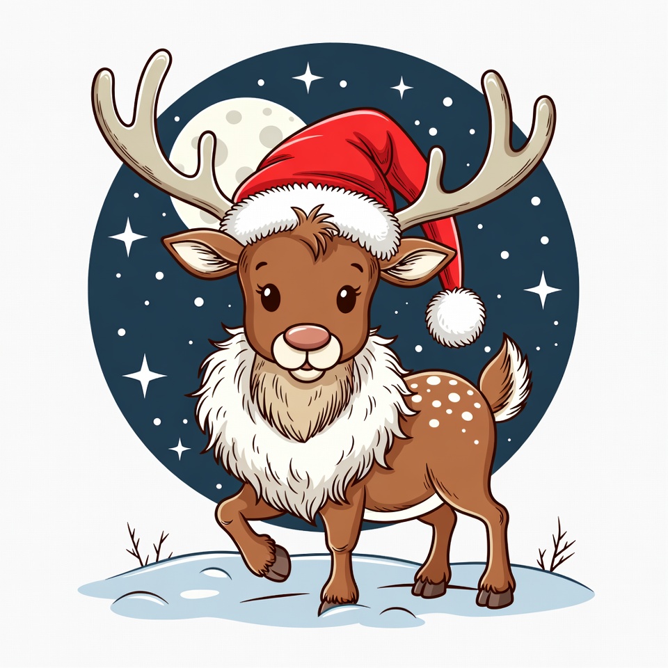 Reindeer Wearing Santa Hat Reindeer Wearing Santa Hat