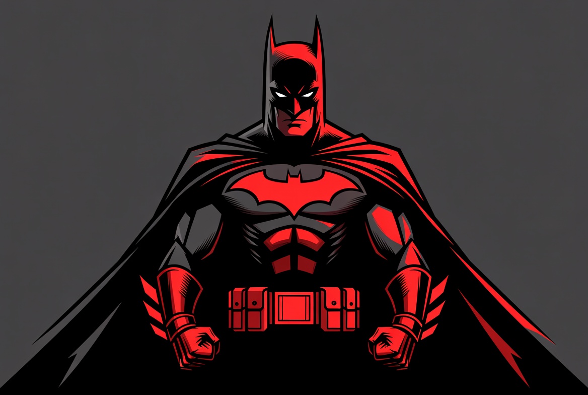 Red Batman Illustration Standing Boldly Red Batman Illustration Standing Boldly