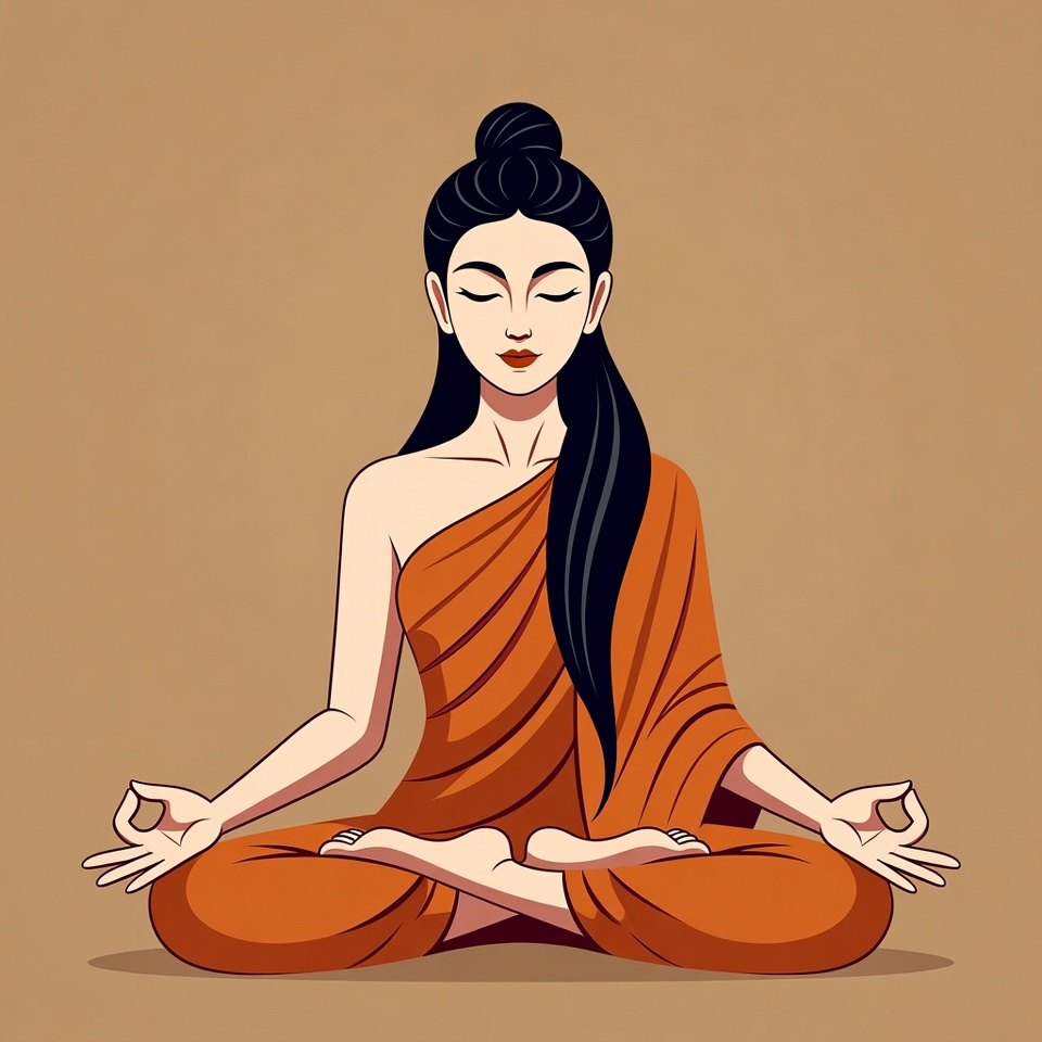 Asian woman meditating in lotus pose Asian woman meditating in lotus pose