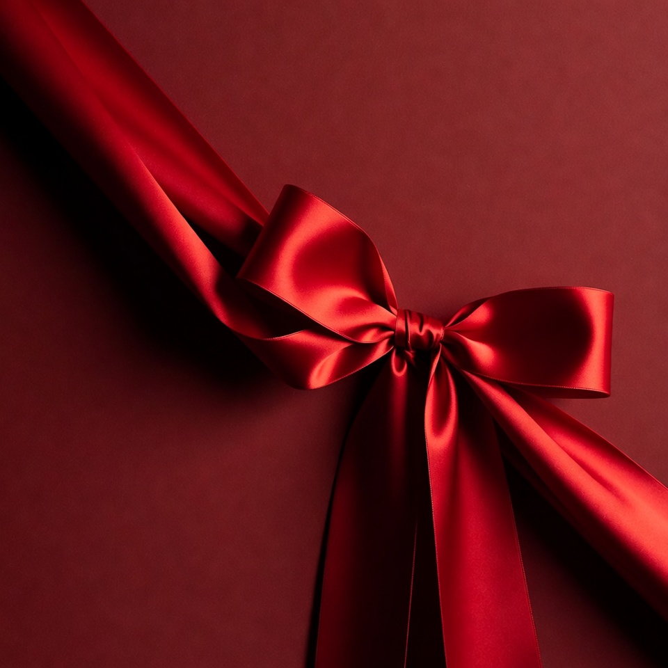 Red Satin Bow on Red Background Red Satin Bow on Red Background