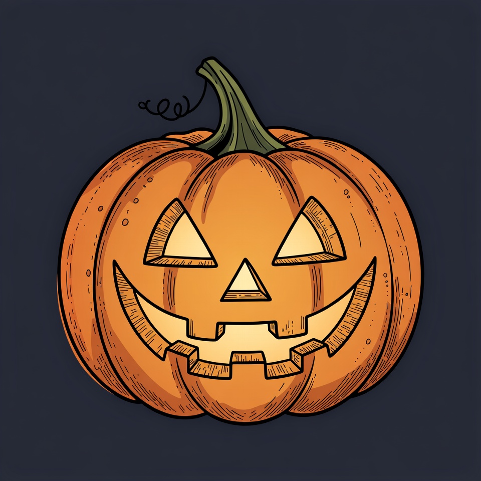 Carved Jack-o-Lantern Pumpkin Illustration Carved Jack-o-Lantern Pumpkin Illustration