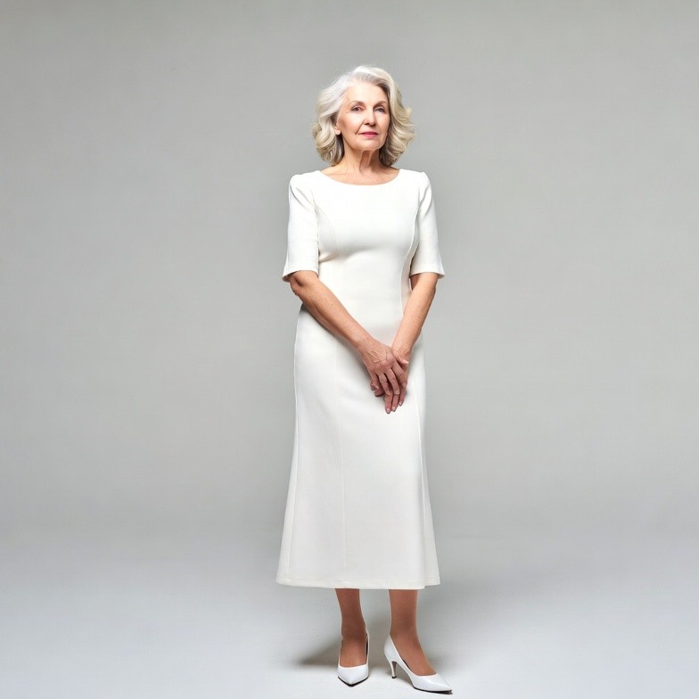 Elderly woman in white dress Elderly woman in white dress