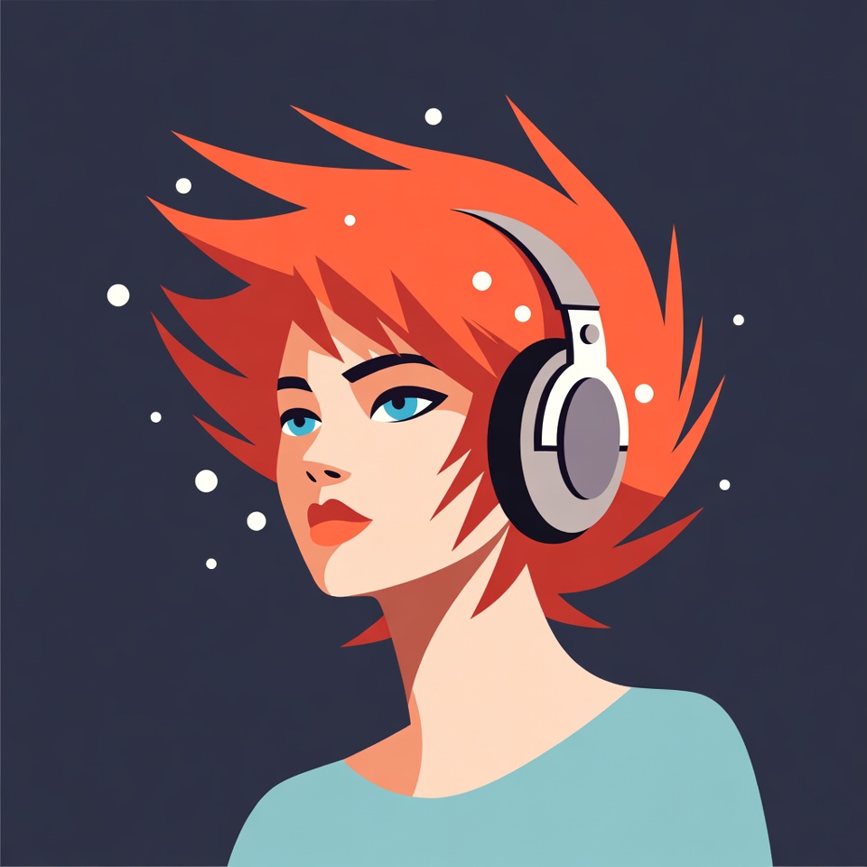 Woman with headphones illustration Woman with headphones illustration