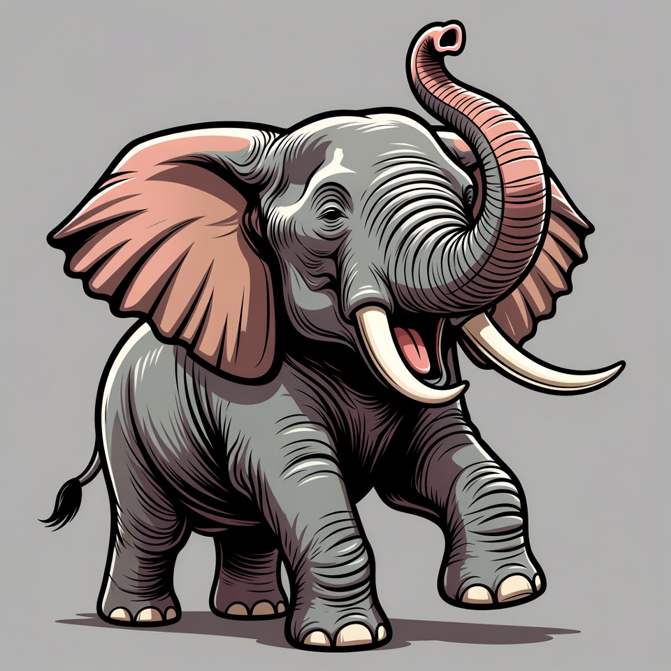 Cartoon baby elephant trumpeting Cartoon baby elephant trumpeting