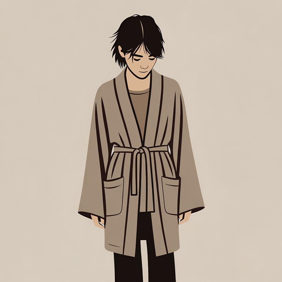 Asian man wearing beige kimono Asian man wearing beige kimono