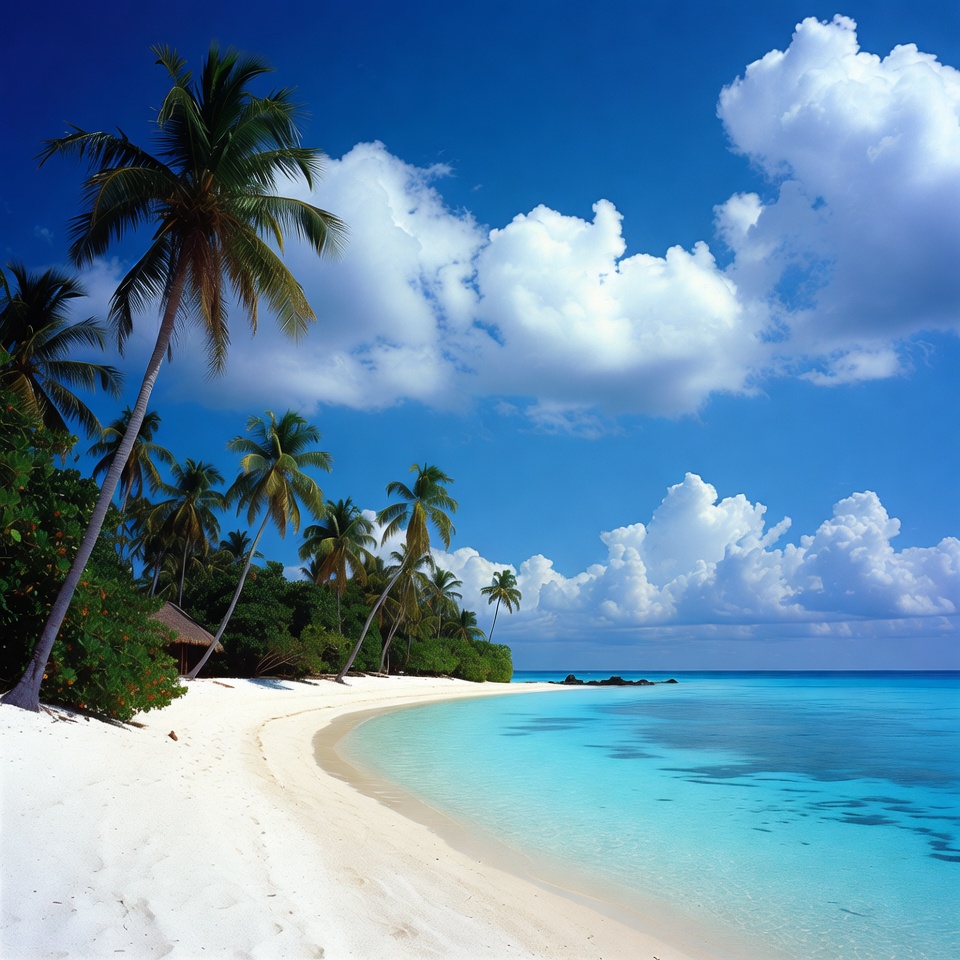 Tropical beach with palm trees Tropical beach with palm trees