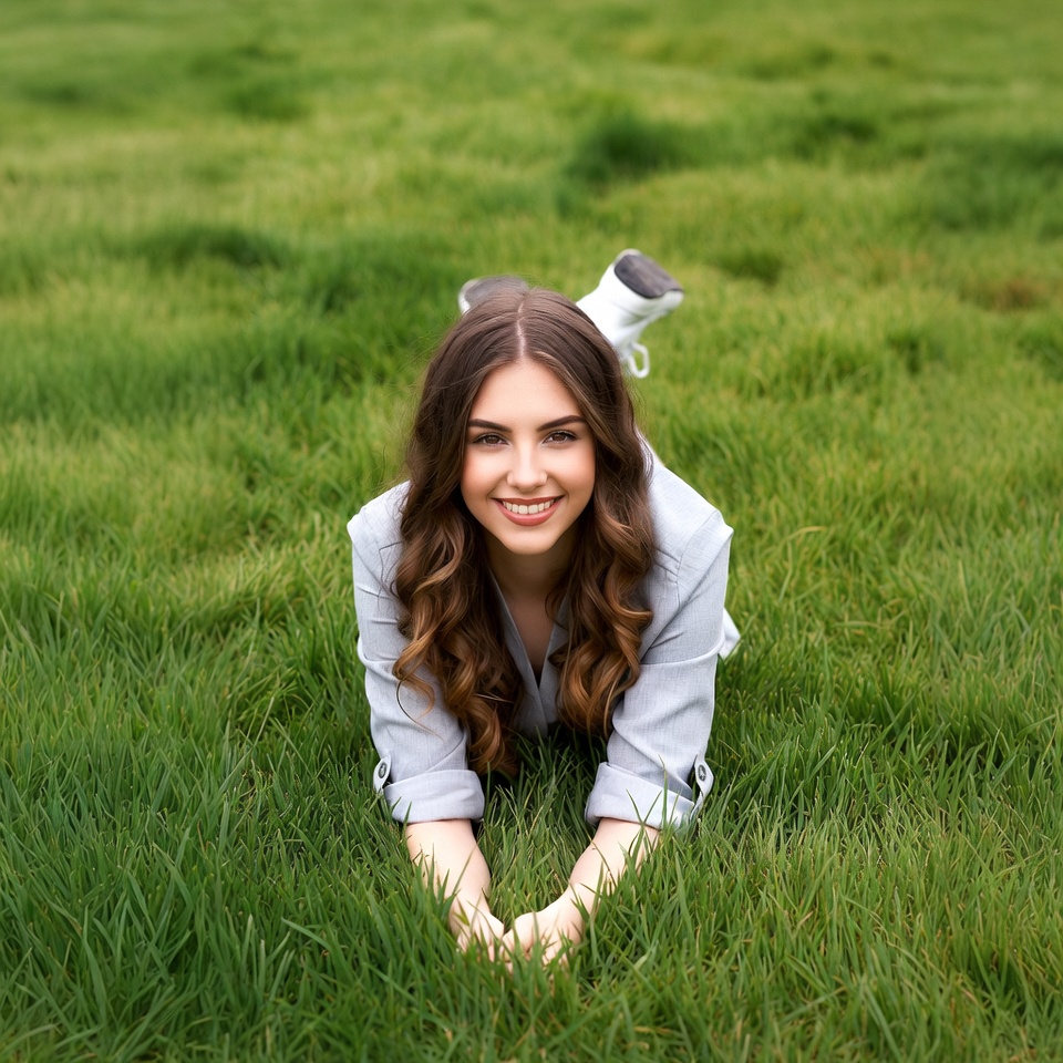 Young woman lying on green grass Young woman lying on green grass