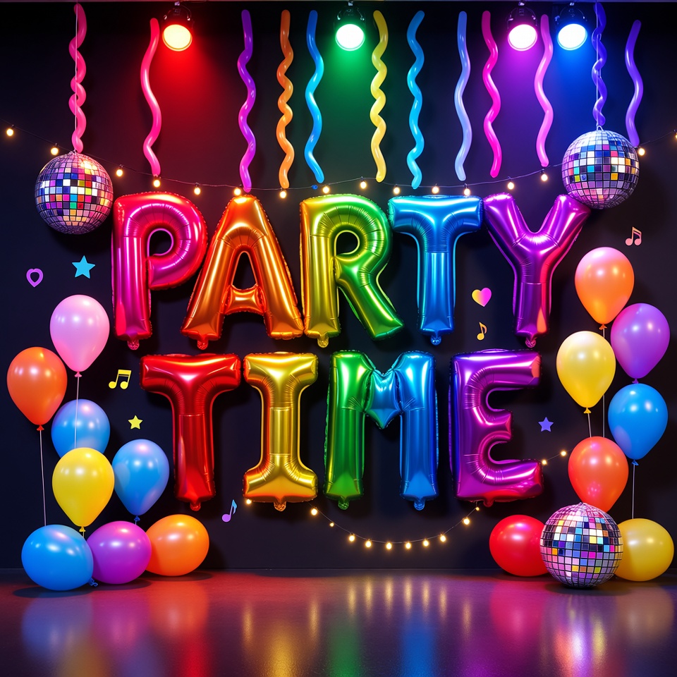 Party Time Balloons Backdrop Party Time Balloons Backdrop