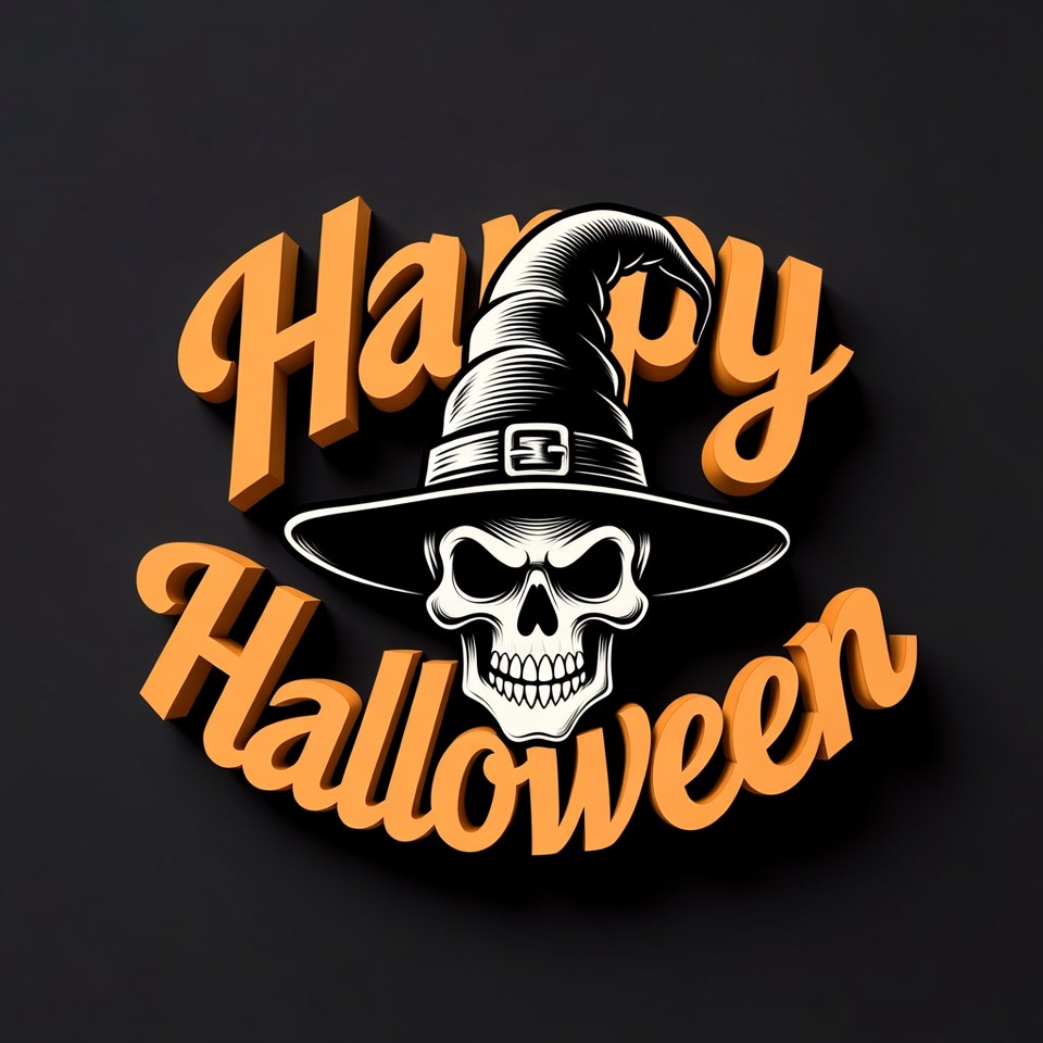 Happy Halloween Witch Skull Illustration Happy Halloween Witch Skull Illustration