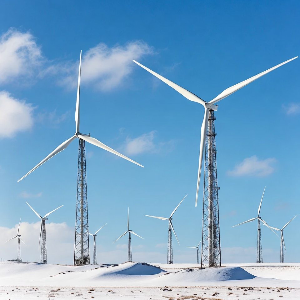 Wind Turbines in Snowy Landscape Wind Turbines in Snowy Landscape