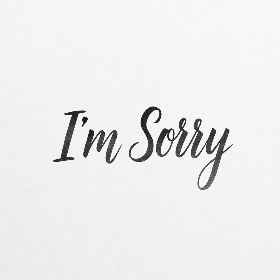 I'm Sorry Handwritten Text I'm Sorry Handwritten Text