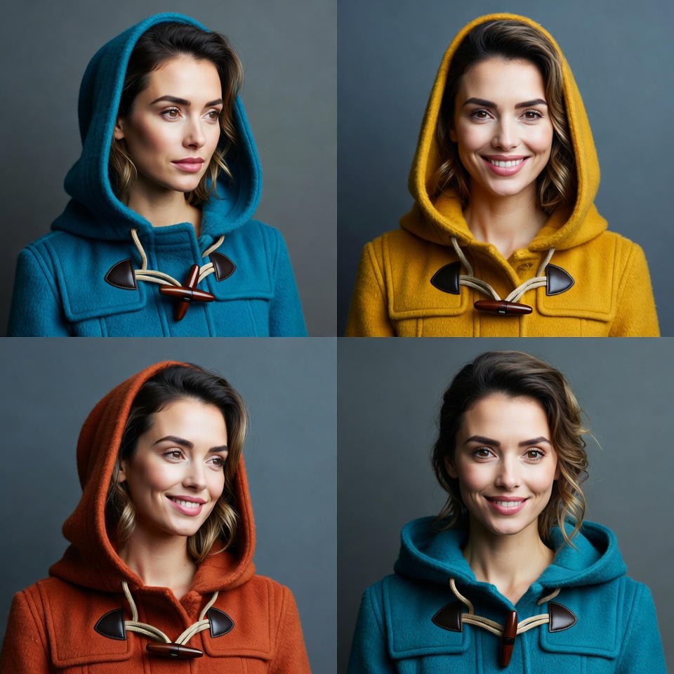 Woman in Colored Hooded Jackets Woman in Colored Hooded Jackets