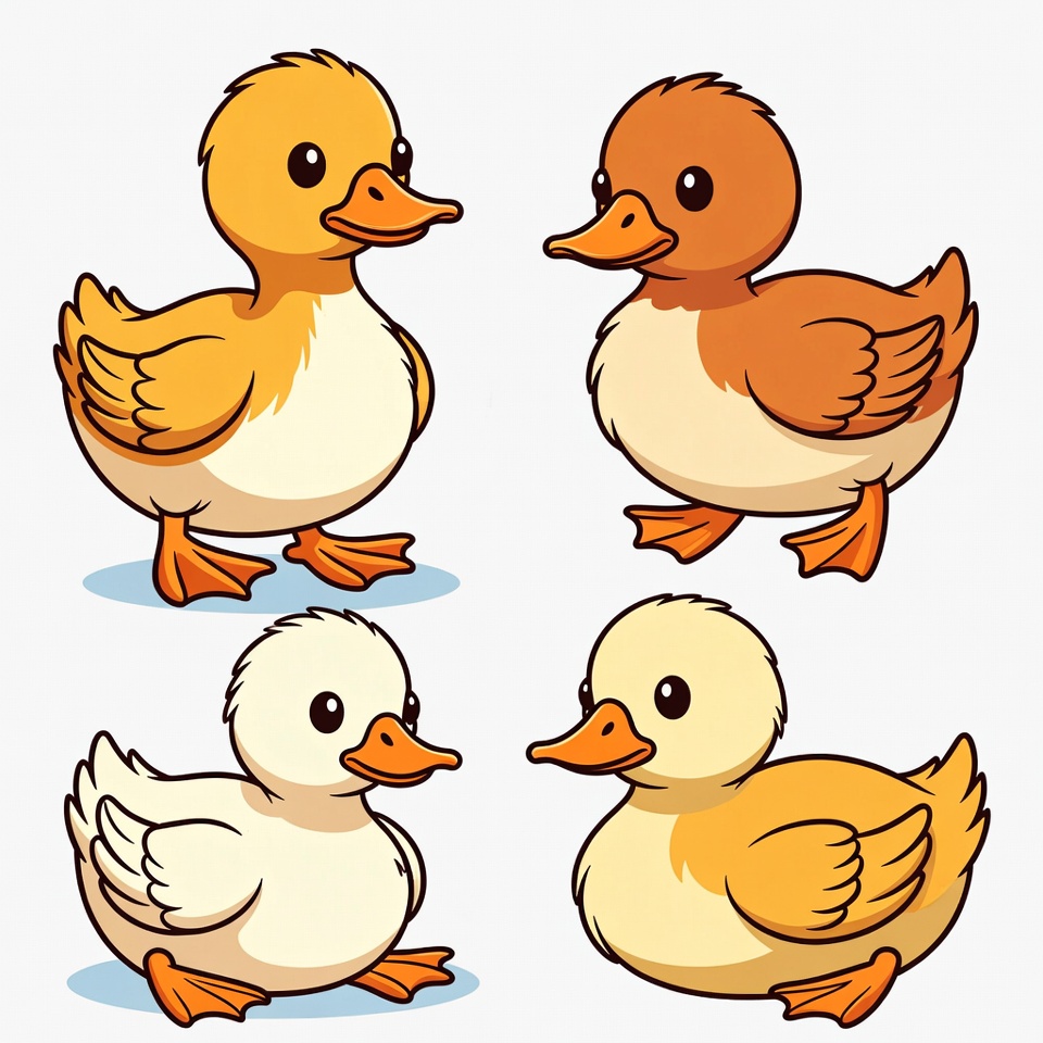 Cute Cartoon Ducklings Illustration Cute Cartoon Ducklings Illustration
