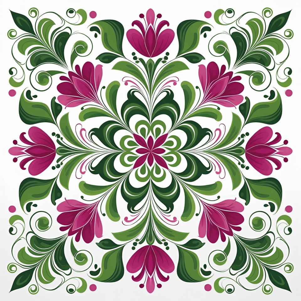 Green and Pink Floral Ornament Green and Pink Floral Ornament