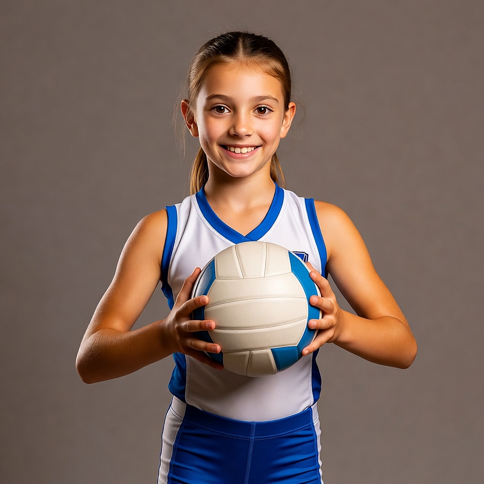 Girl holding volleyball in uniform Girl holding volleyball in uniform