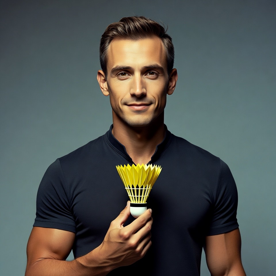 Man holding badminton shuttlecock Man holding badminton shuttlecock
