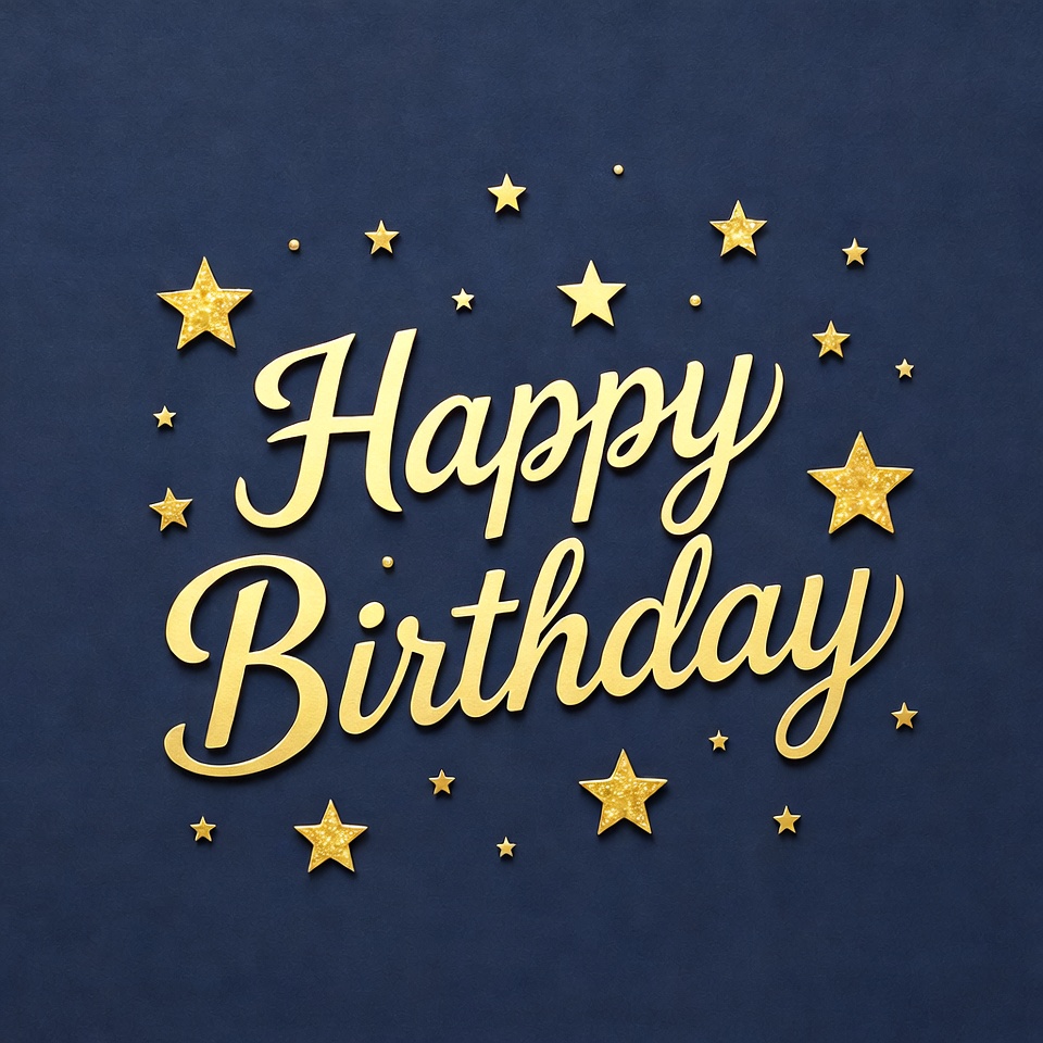 Golden Happy Birthday with Stars Golden Happy Birthday with Stars