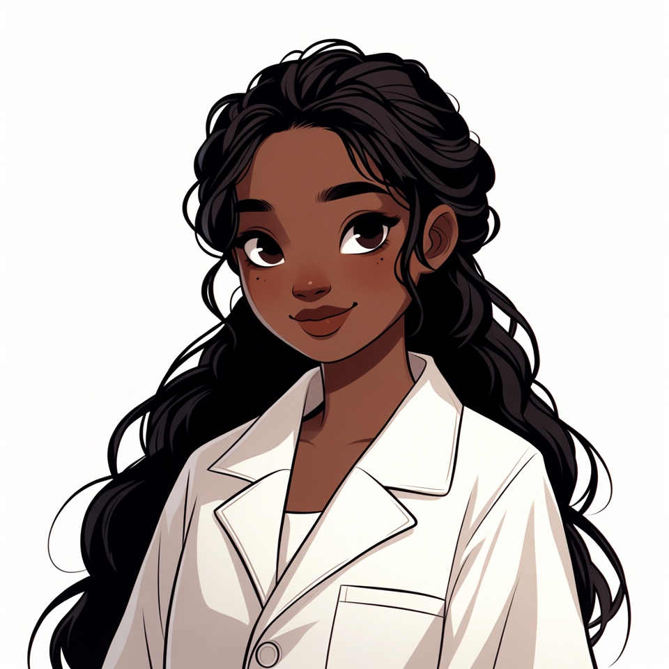 African-American woman in white lab coat African-American woman in white lab coat