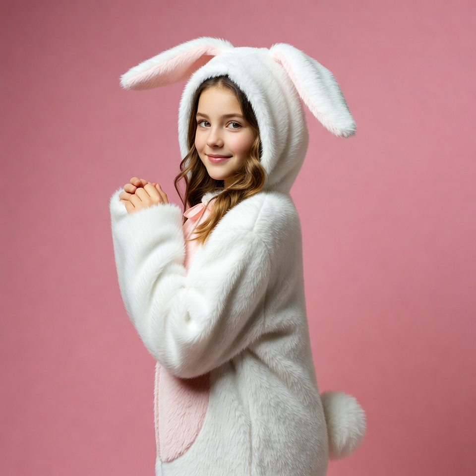 Girl in white bunny costume Girl in white bunny costume