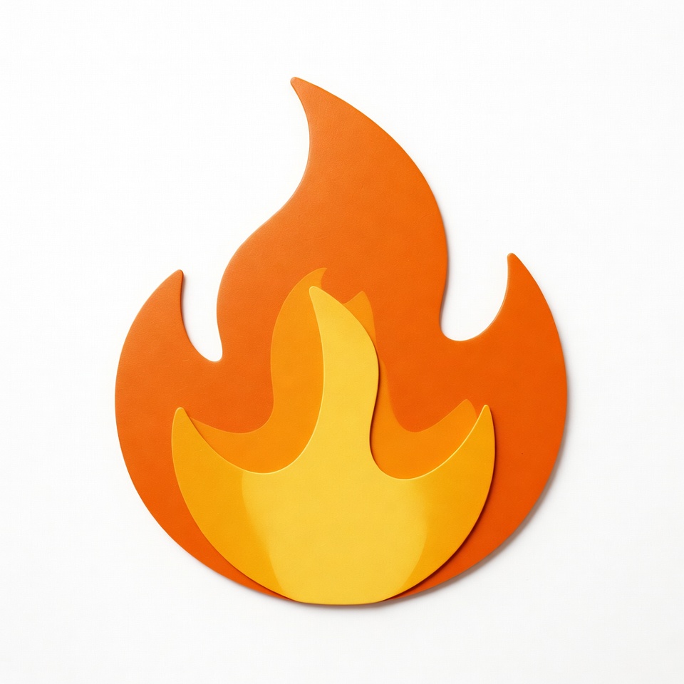 Orange Flame Icon on White Orange Flame Icon on White