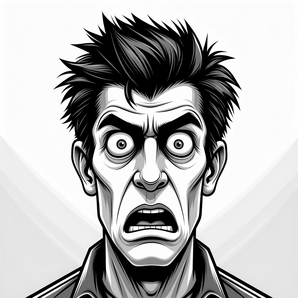 Cartoon man with shocked expression Cartoon man with shocked expression