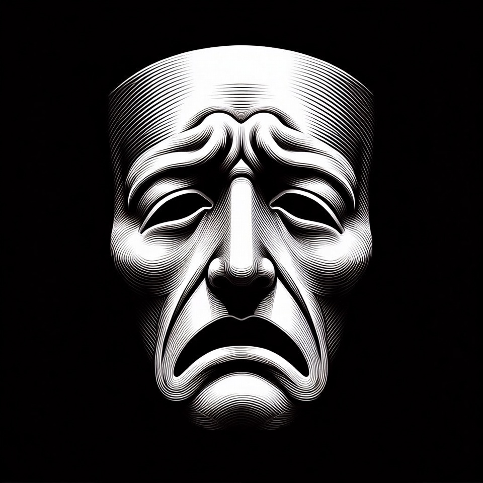 Sad Theater Mask Illustration Sad Theater Mask Illustration