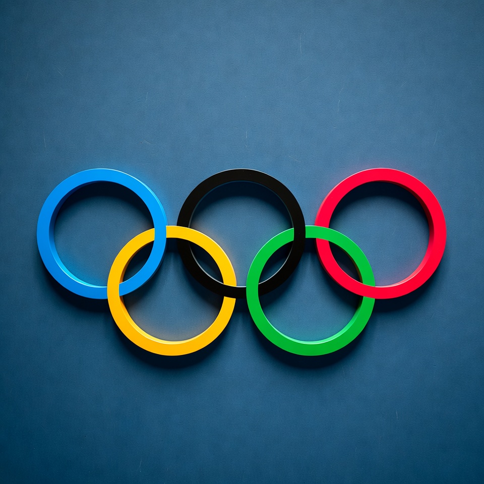 Olympic Rings on Blue Background Olympic Rings on Blue Background