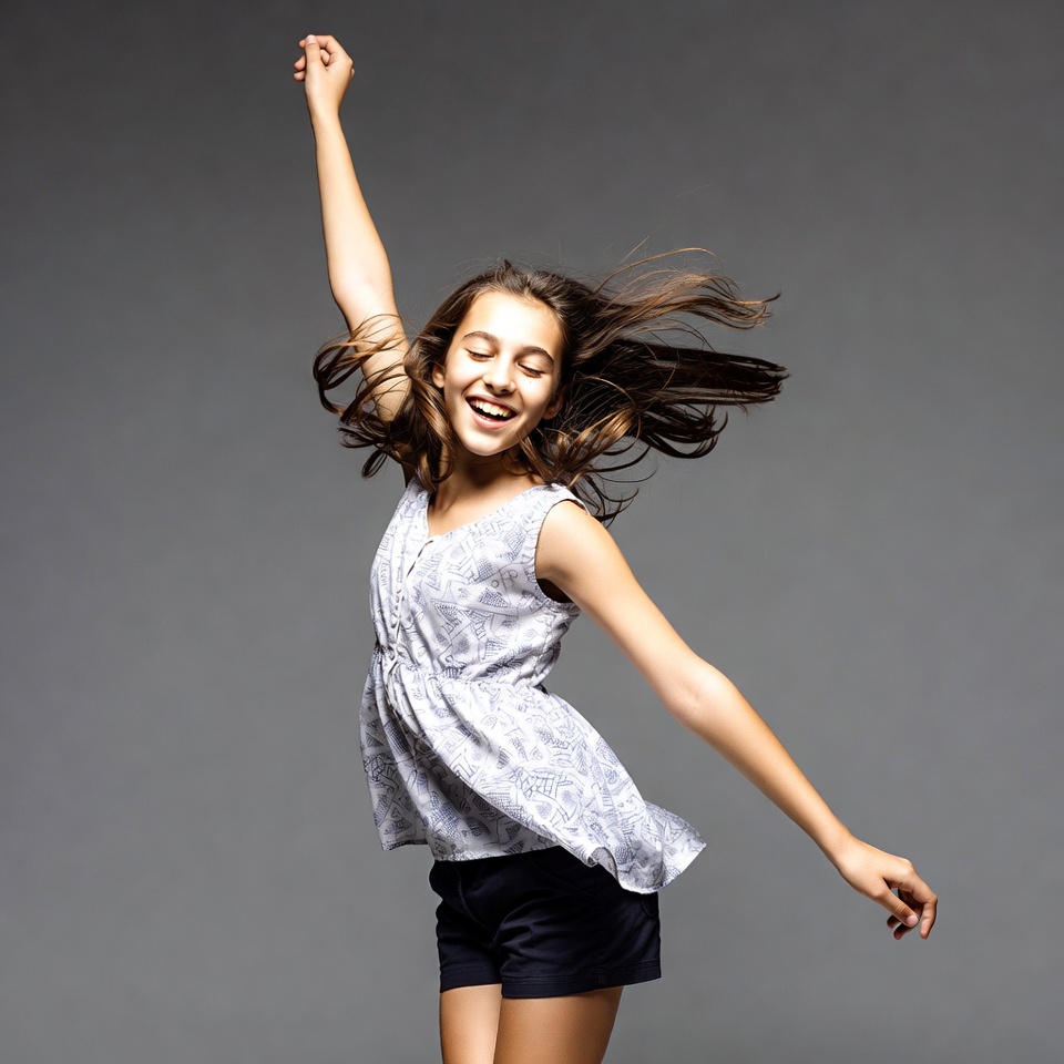 Girl jumping with arms raised Girl jumping with arms raised