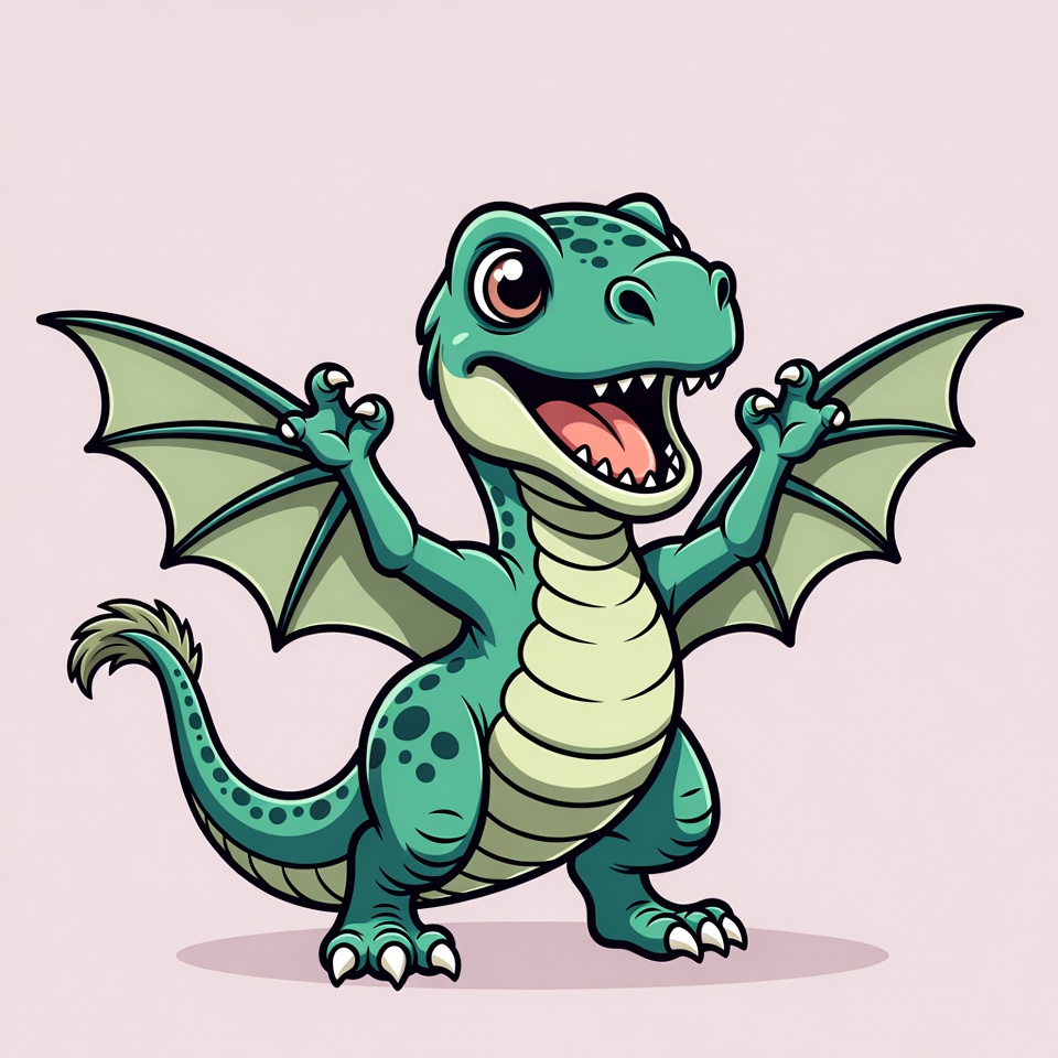 Cute green baby dragon illustration Cute green baby dragon illustration