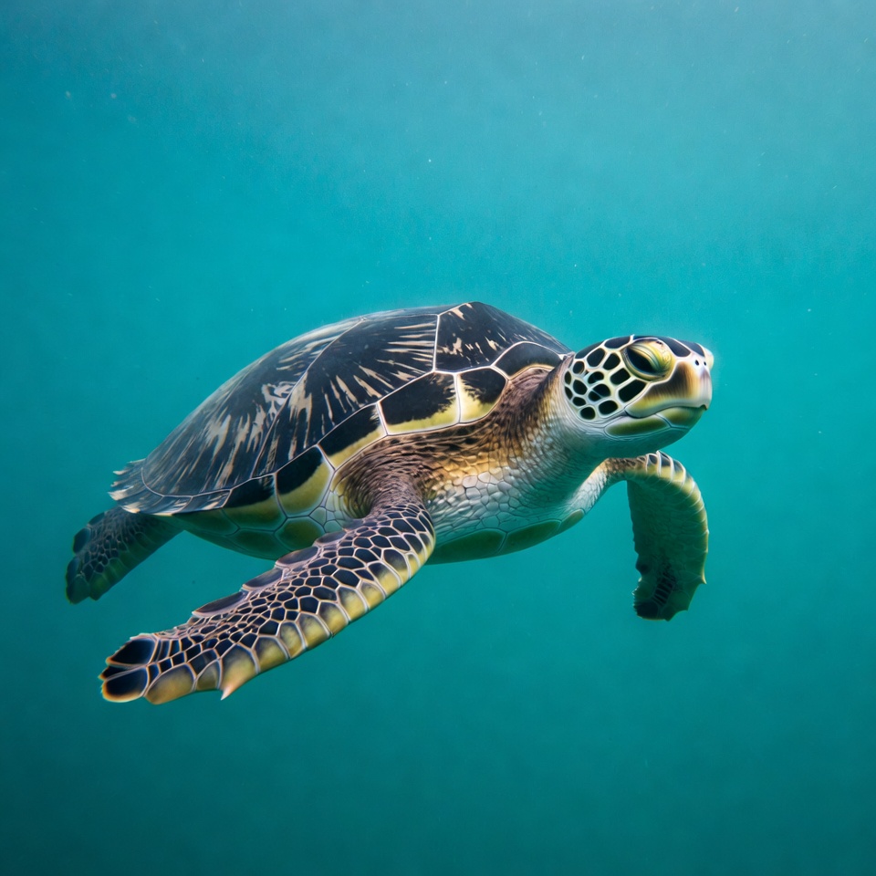 Green sea turtle swimming underwater Green sea turtle swimming underwater